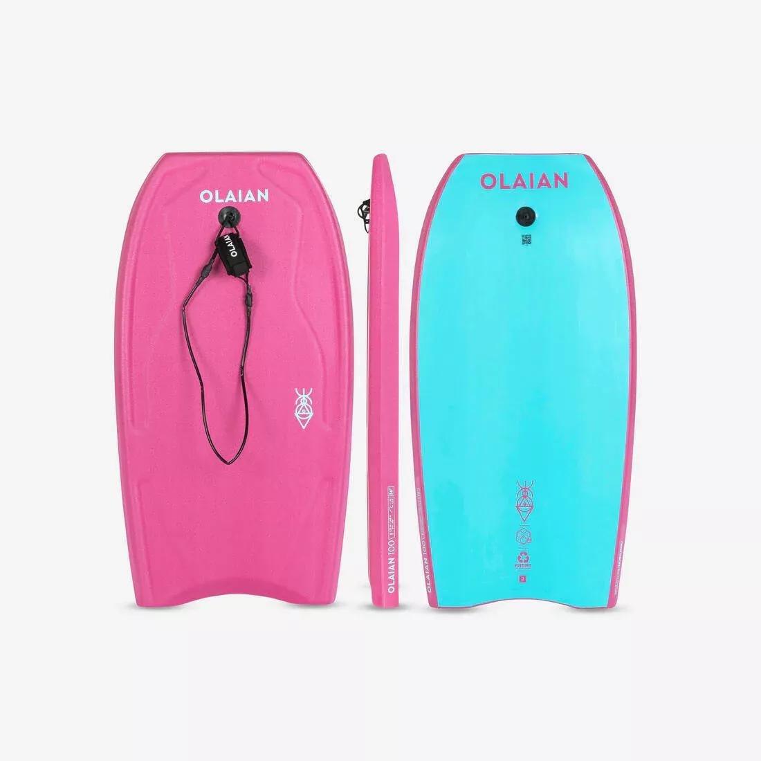 FUCHSIA PINK Kids' bodyboard 100 with wrist leash pink, No Color, large image number 6