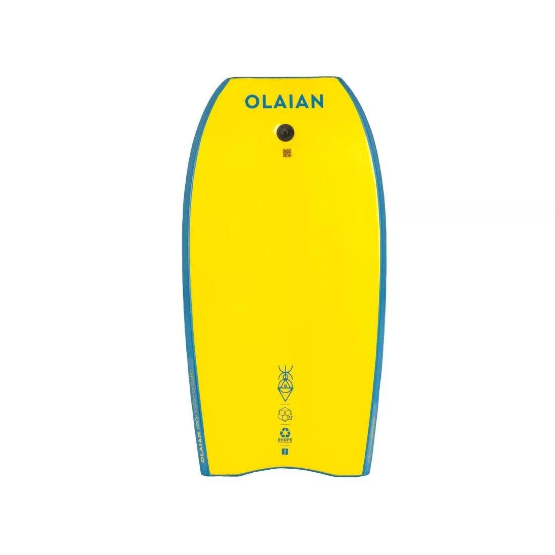 Kids Unisex Bodyboard With Wrist Leash - 100, Prussian Blue, No Color, large image number 2
