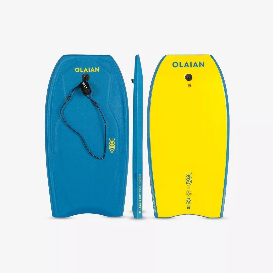 Kids Unisex Bodyboard With Wrist Leash - 100, Prussian Blue, No Color, large image number 13