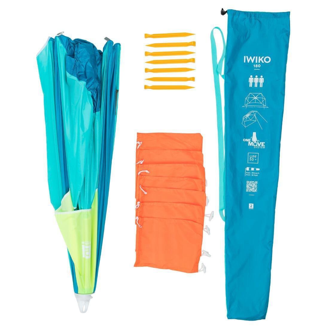 3-Person Sun Shelter Beach Parasol - Upf50+ Iwiko 180, Blue, No Color, large image number 6