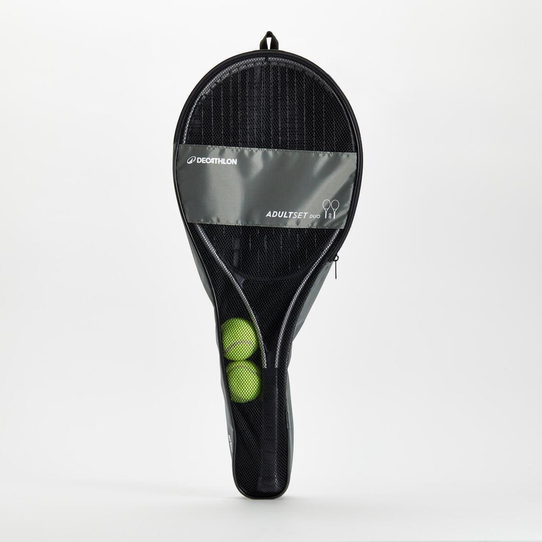 Duo Adult Essential Tennis Set - 2 Rackets + 2 Balls + 1 Bag, Khaki, No Color, medium