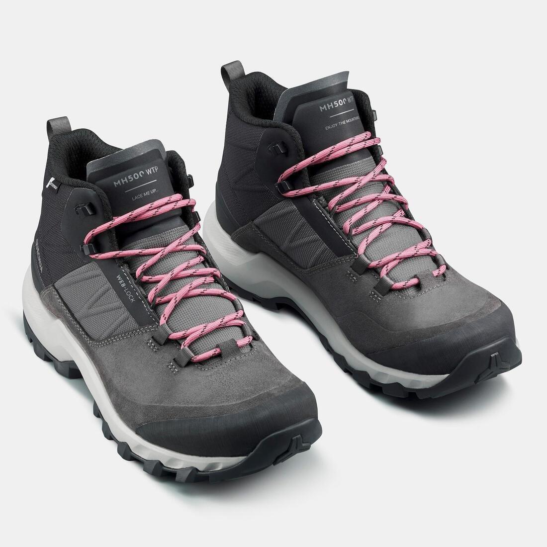 Women Waterproof Mountain Walking Boots - Mh500 Mid, Grey, , large image number 4