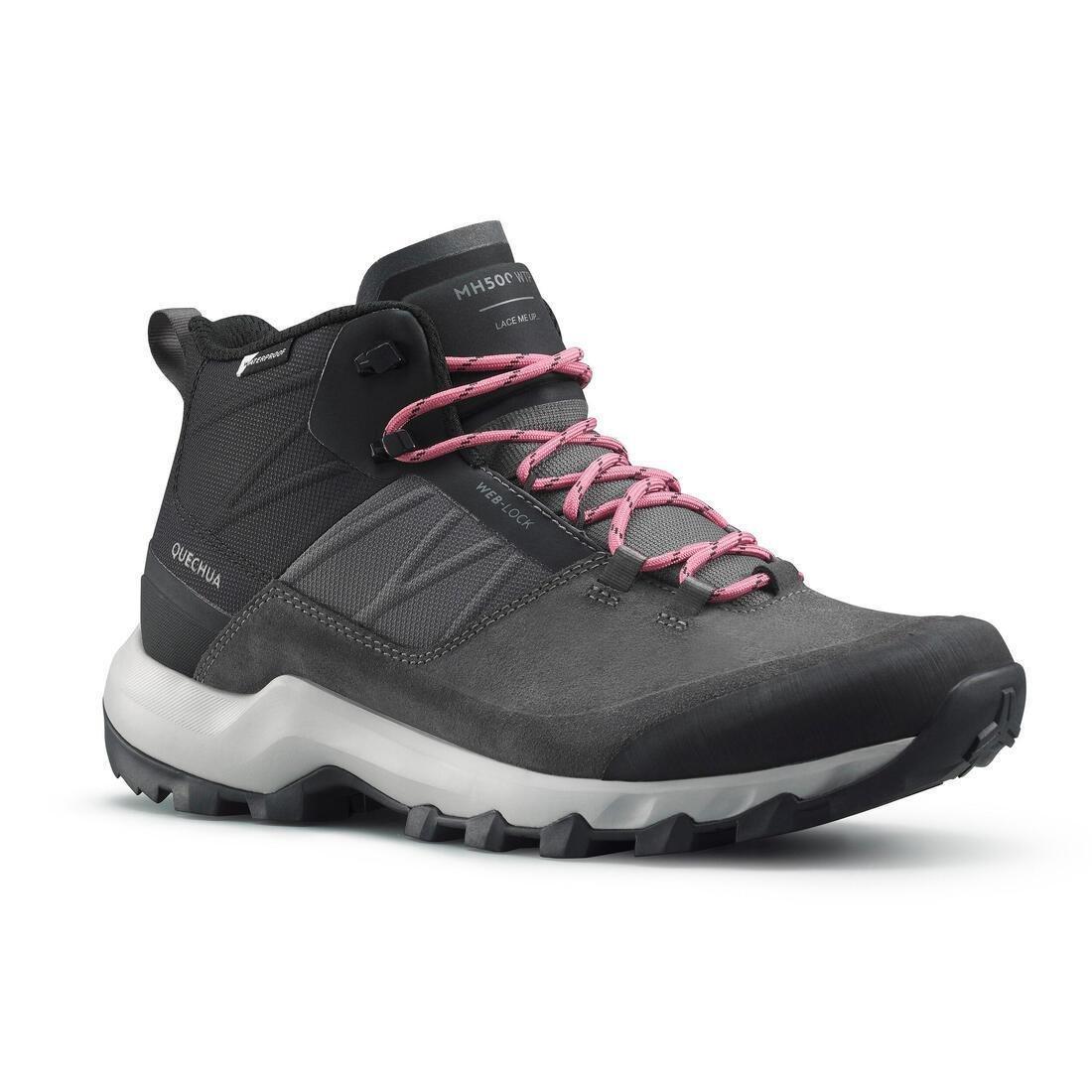 Women Waterproof Mountain Walking Boots - Mh500 Mid, Grey, , large image number 6