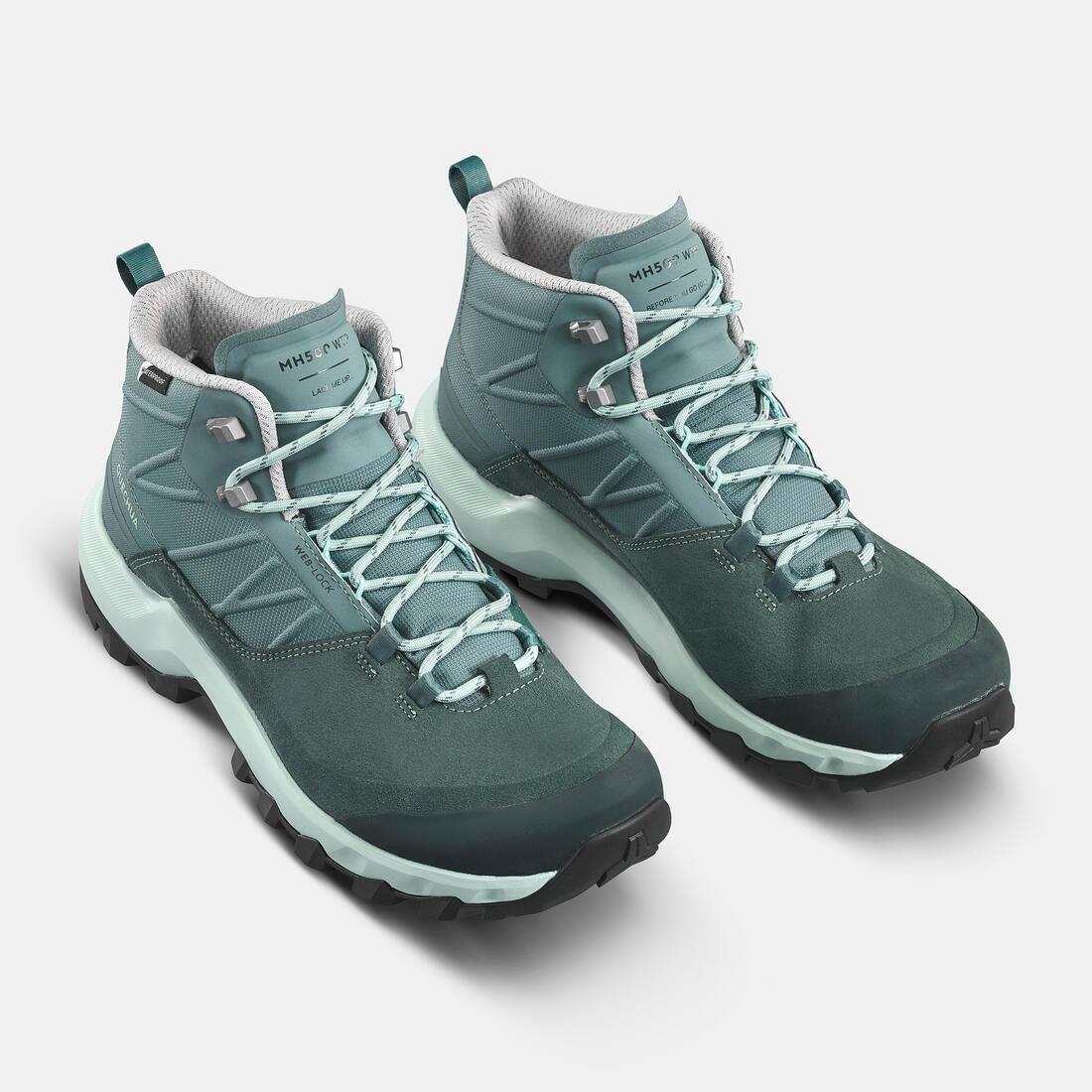 Women Waterproof Mountain Walking Boots - Mh500 Mid, Grey, , large image number 8