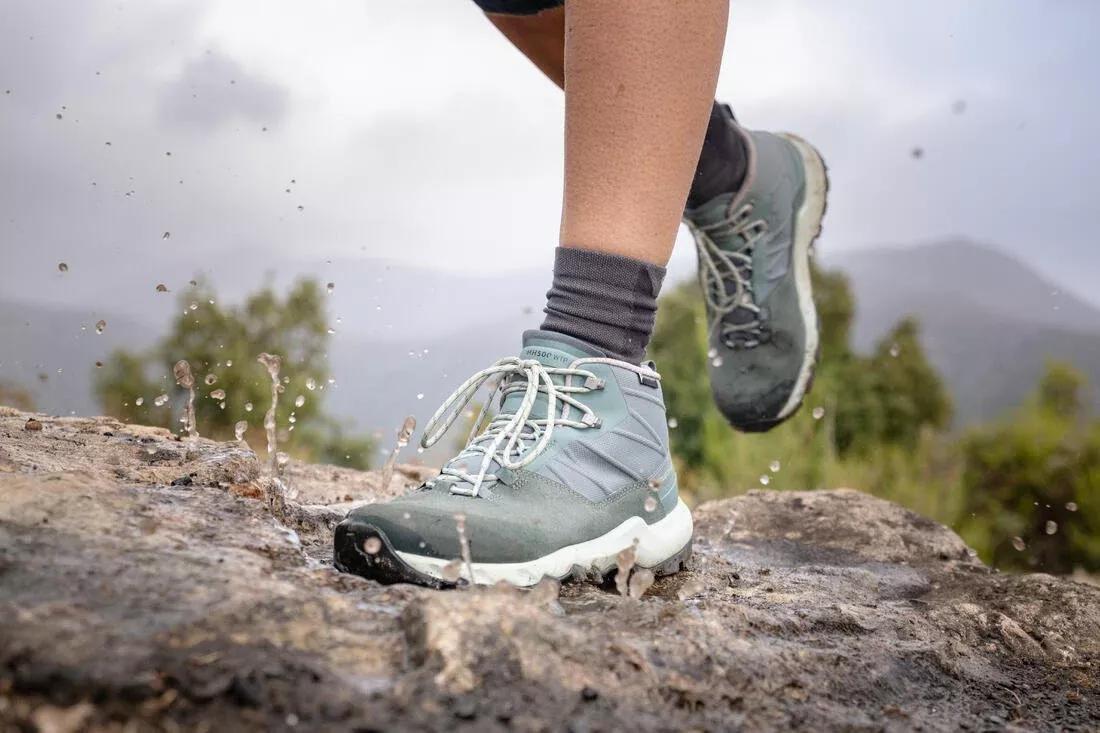 Women Waterproof Mountain Walking Boots - Mh500 Mid, Grey, , large image number 13