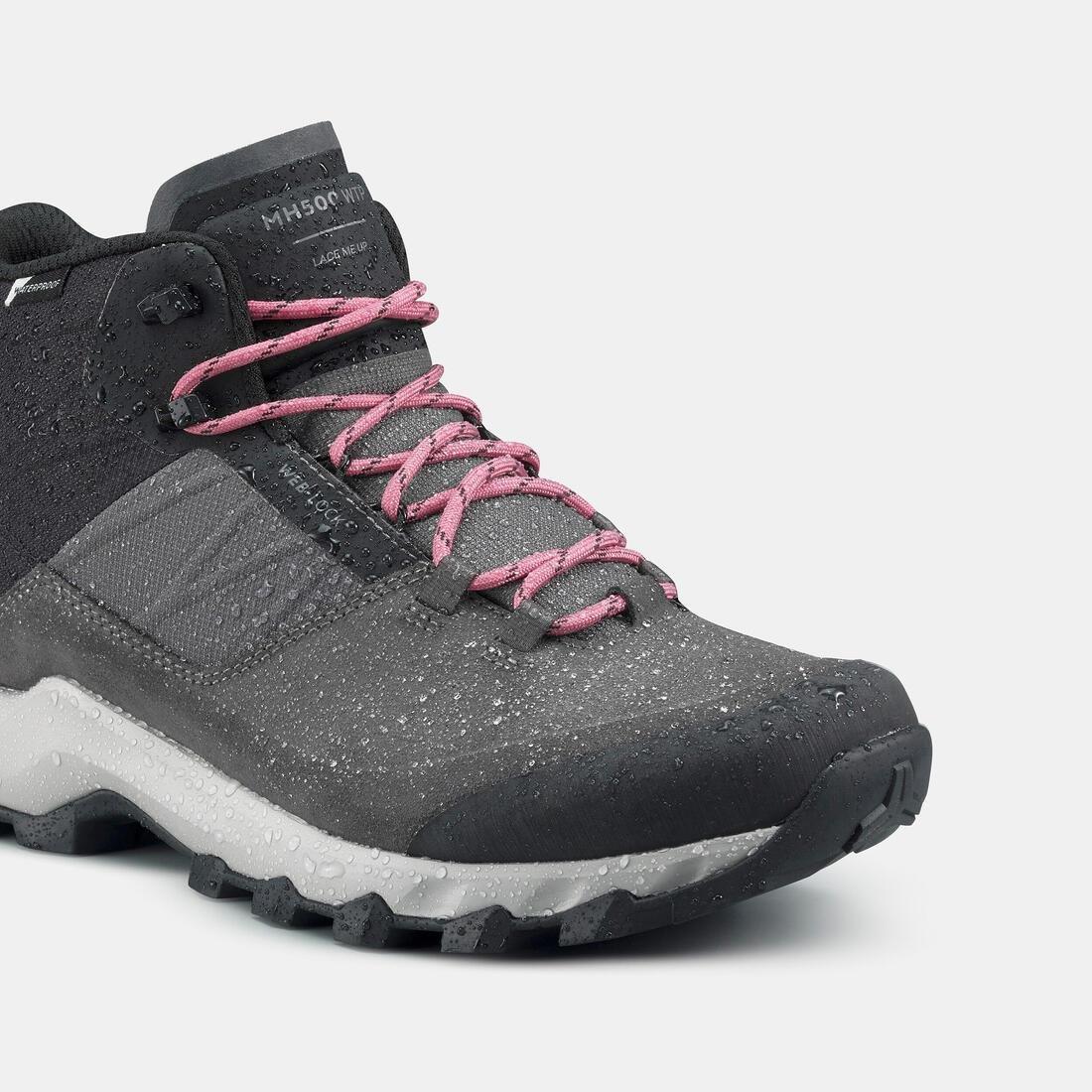 Women Waterproof Mountain Walking Boots - Mh500 Mid, Grey, , large image number 14