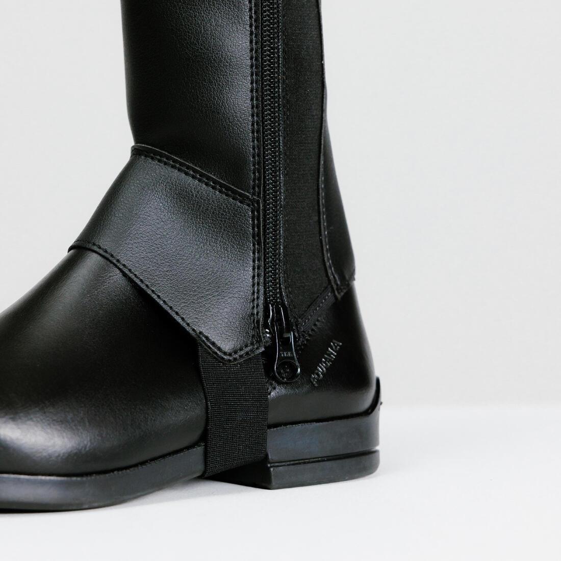 Kids' Horse Riding Synthetic Half-Chaps 500 - Black, No Color, large image number 1