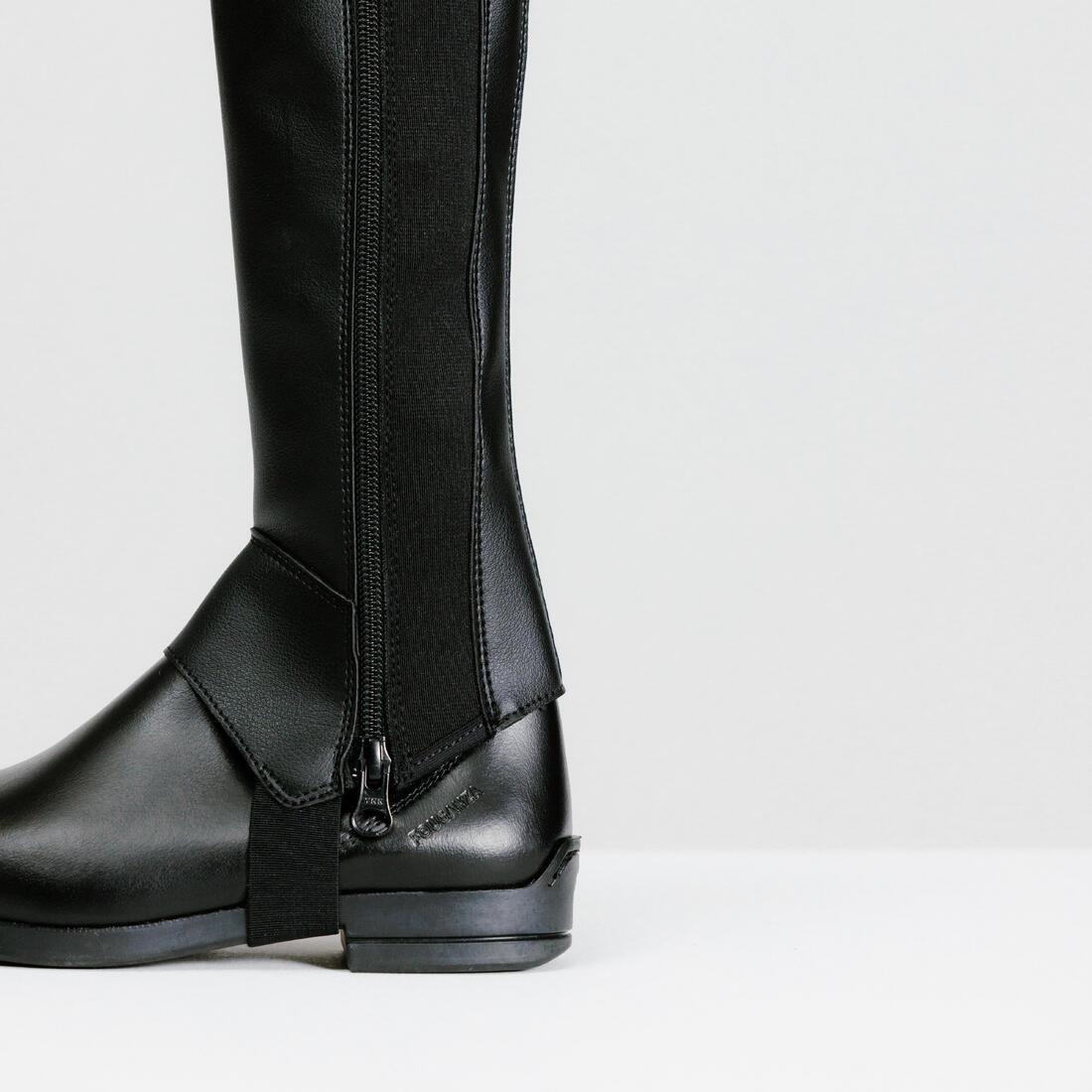 Kids' Horse Riding Synthetic Half-Chaps 500 - Black, No Color, large image number 5