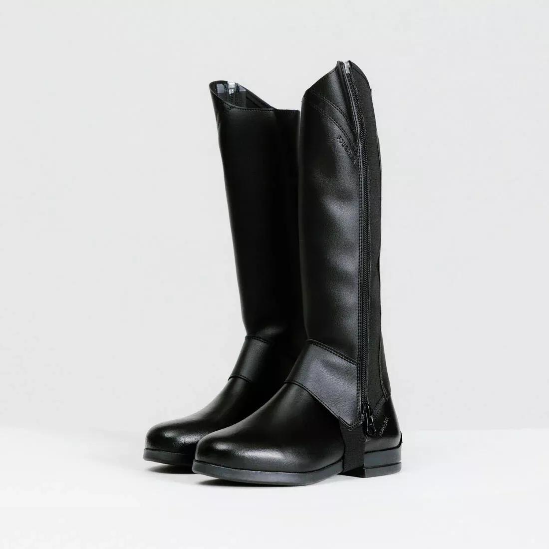 Kids' Horse Riding Synthetic Half-Chaps 500 - Black, No Color, large image number 7