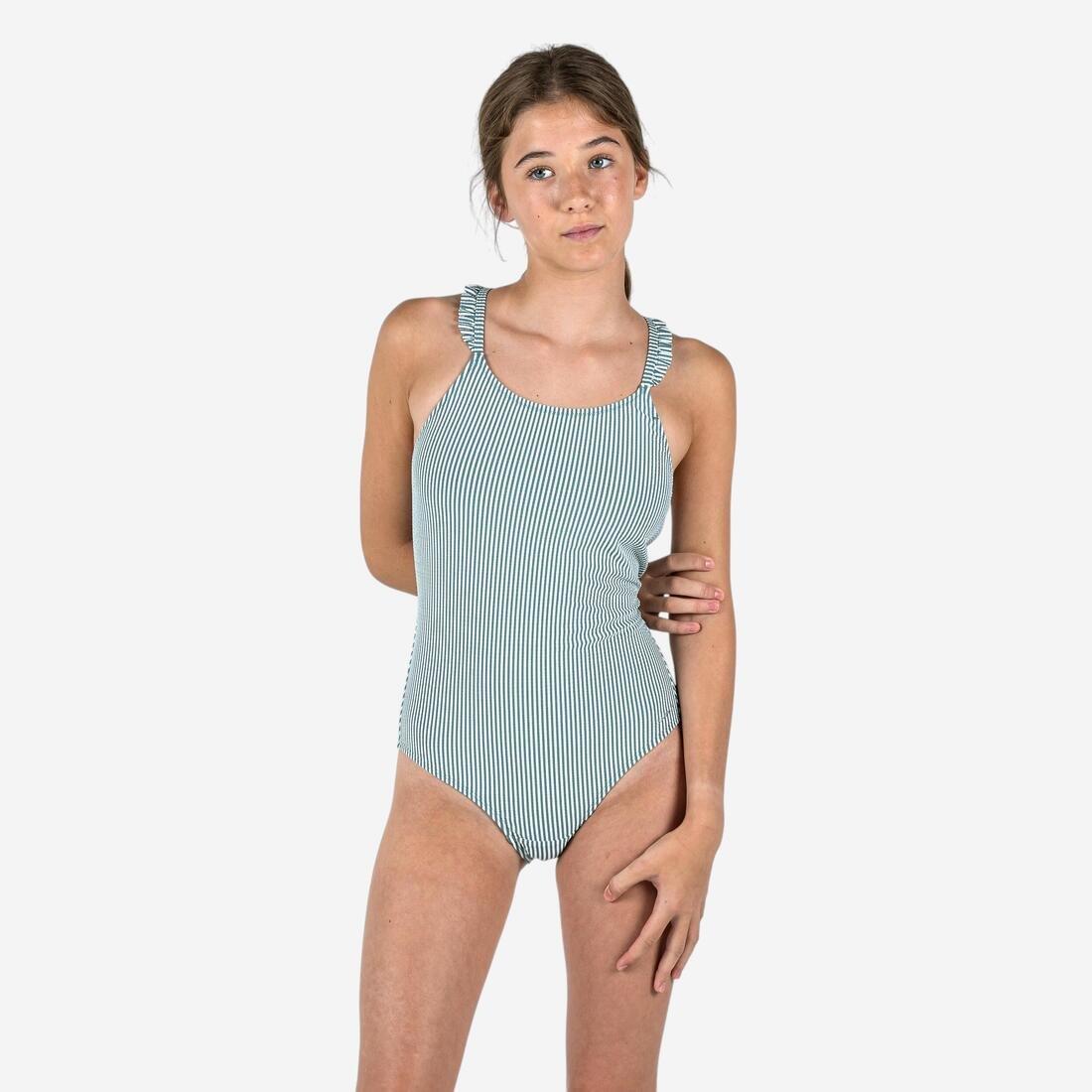 Kids Girls 1-Piece Swimsuit - Lanzarote, Khaki, No Color, large image number 0