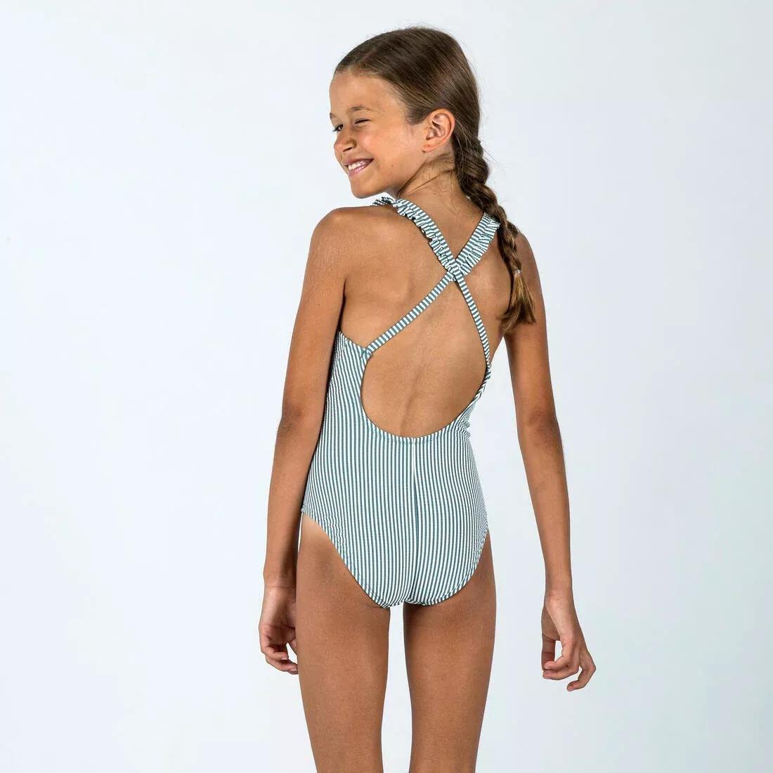 Kids Girls 1-Piece Swimsuit - Lanzarote, Khaki, No Color, large image number 2