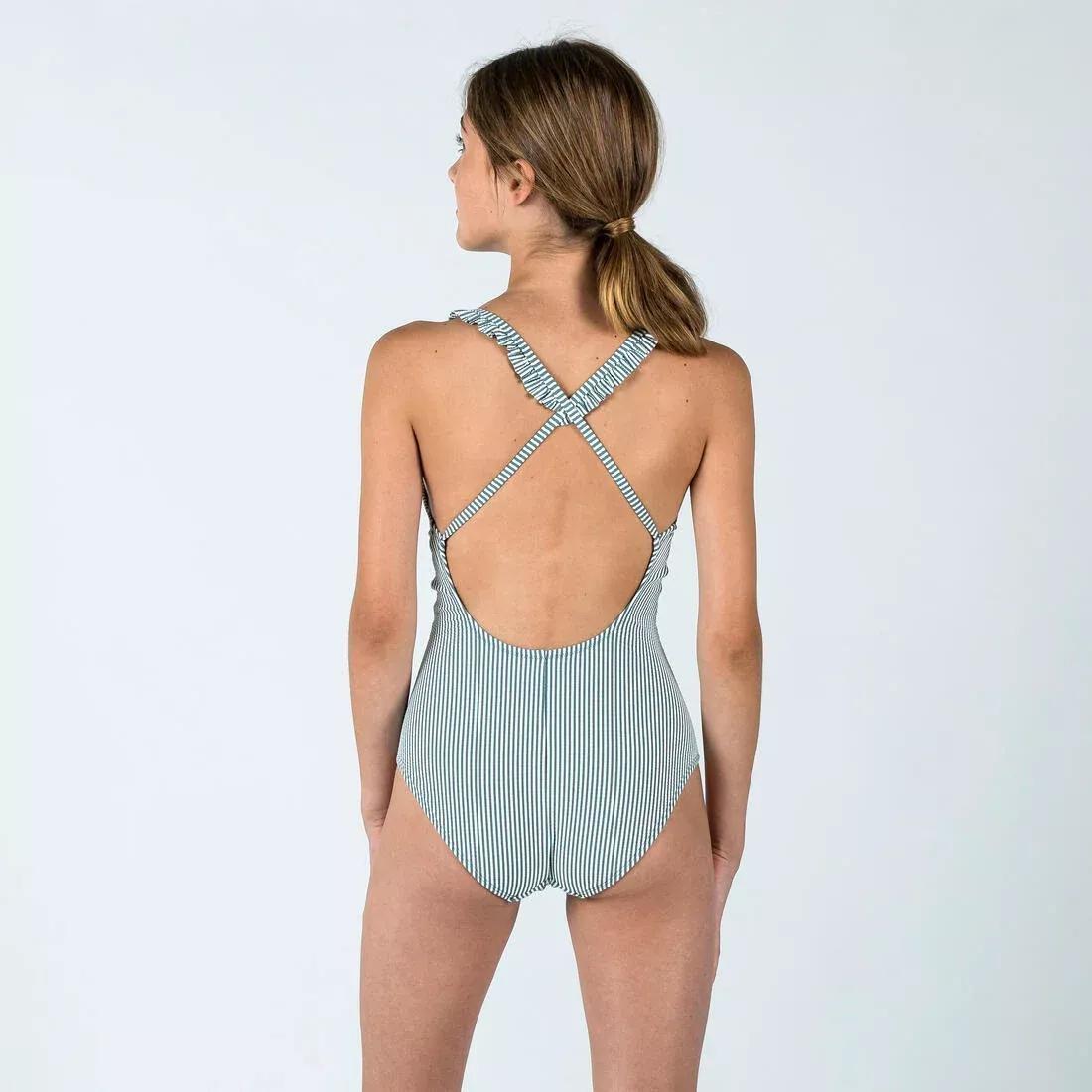 Kids Girls 1-Piece Swimsuit - Lanzarote, Khaki, No Color, large image number 4