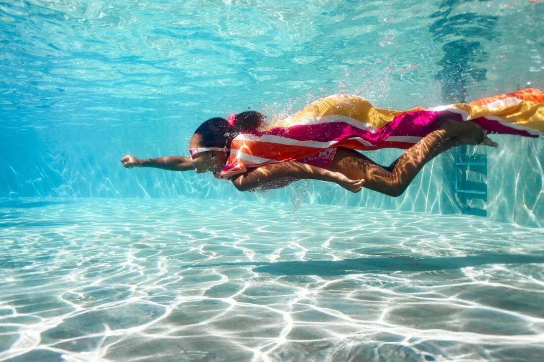 Kids Girls Swimming Hair Scrunchie, Pink, No Color, large image number 3