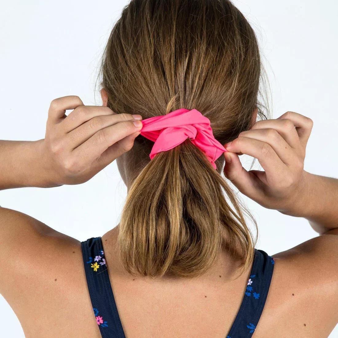 Kids Girls Swimming Hair Scrunchie, Pink, No Color, large image number 4