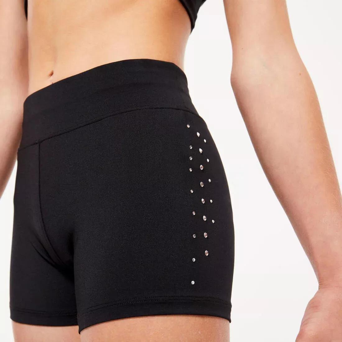 Kids Girls Gym Shorts, Black, No Color, large image number 0