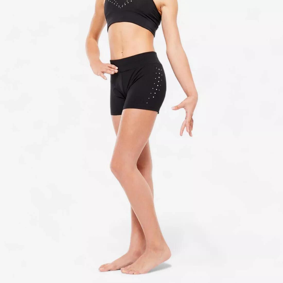 Kids Girls Gym Shorts, Black, No Color, large image number 1