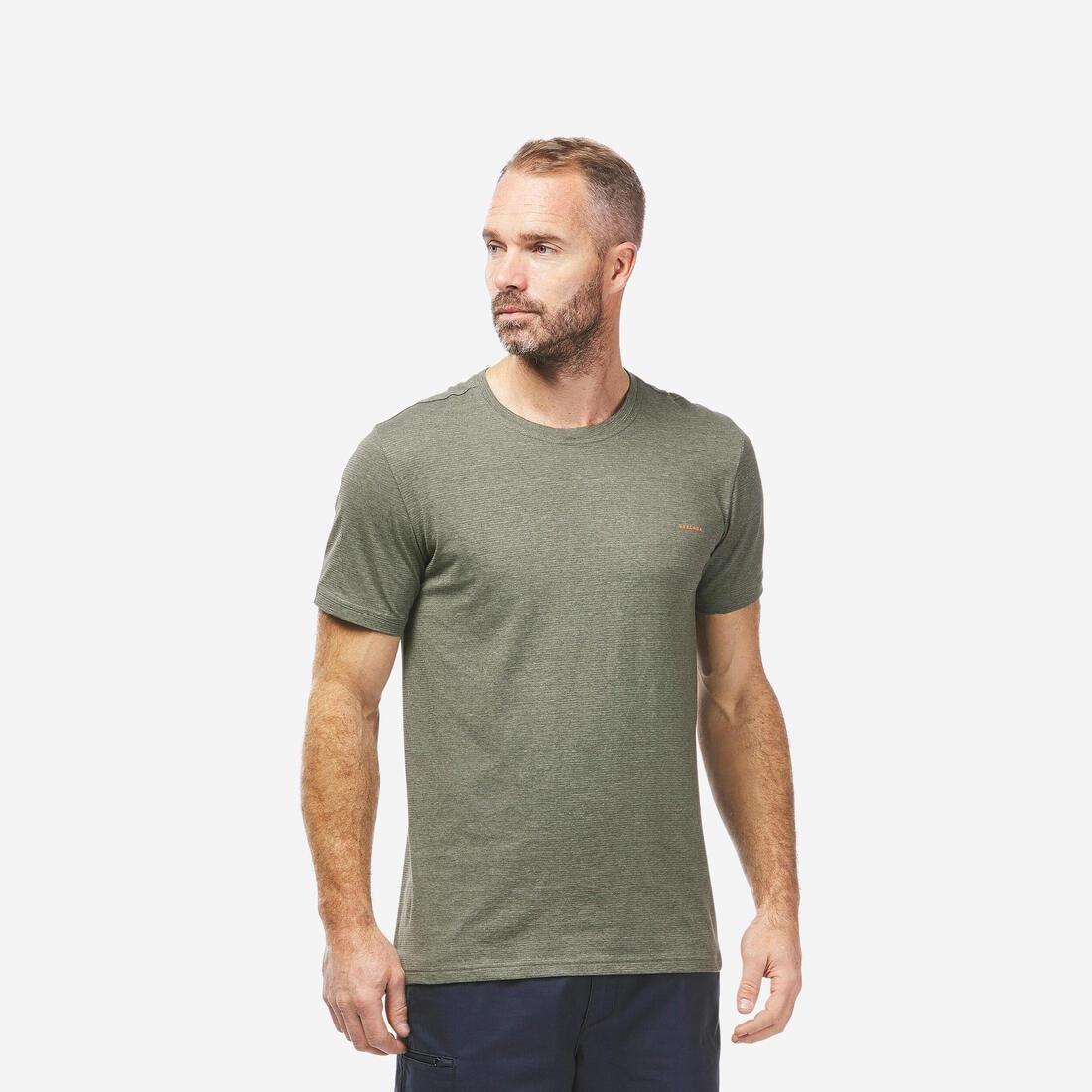 Men Hiking T-Shirt - NH550 Fresh, Khaki, No Color, large image number 0