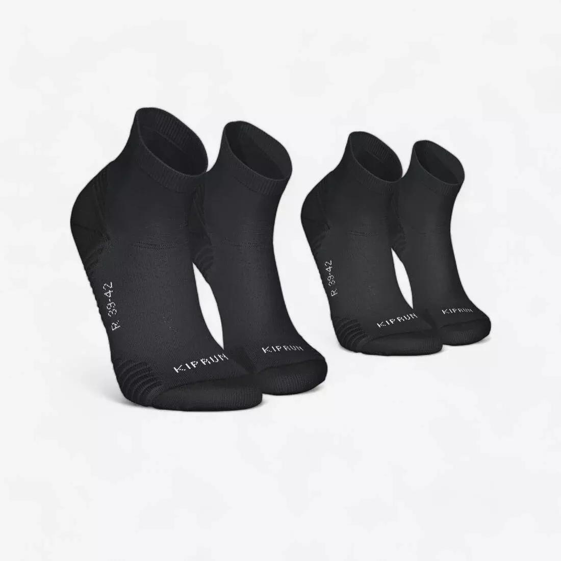 SMOKED BLACK PACK OF 2 PAIRS OF RUN 500 THICK MID RUNNING SOCKS, , large image number 0