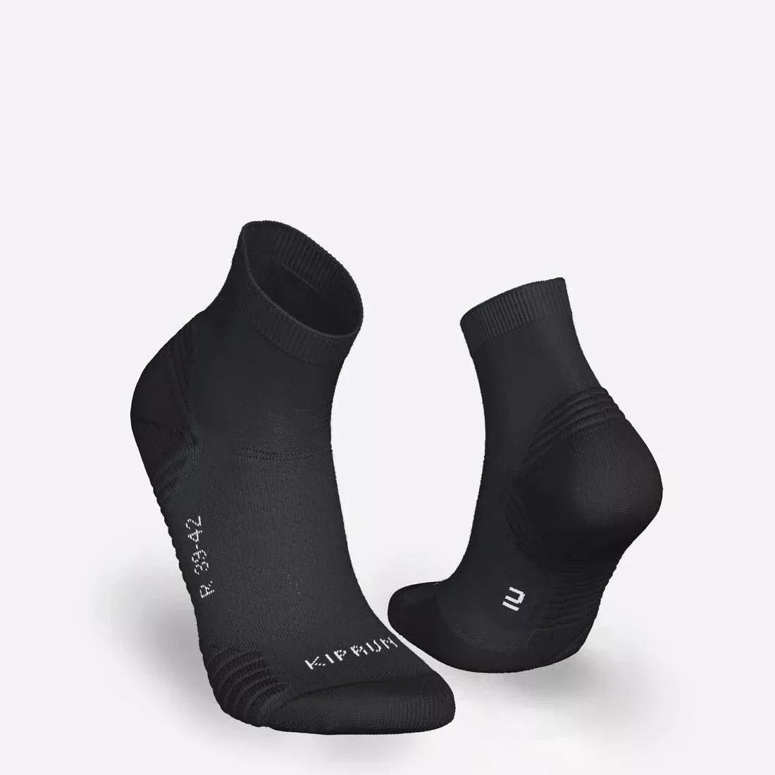 SMOKED BLACK PACK OF 2 PAIRS OF RUN 500 THICK MID RUNNING SOCKS, , large image number 2
