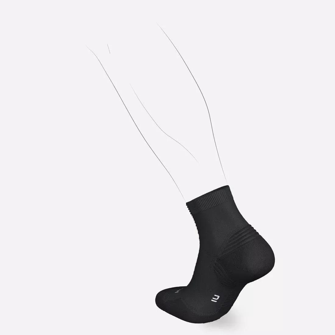 SMOKED BLACK PACK OF 2 PAIRS OF RUN 500 THICK MID RUNNING SOCKS, , large image number 3