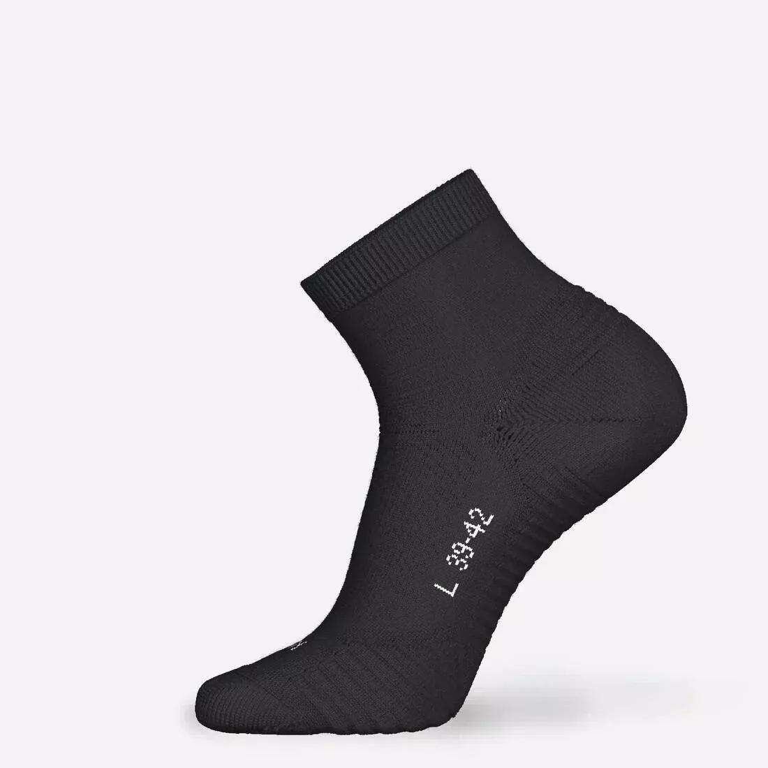 SMOKED BLACK PACK OF 2 PAIRS OF RUN 500 THICK MID RUNNING SOCKS, , large image number 4