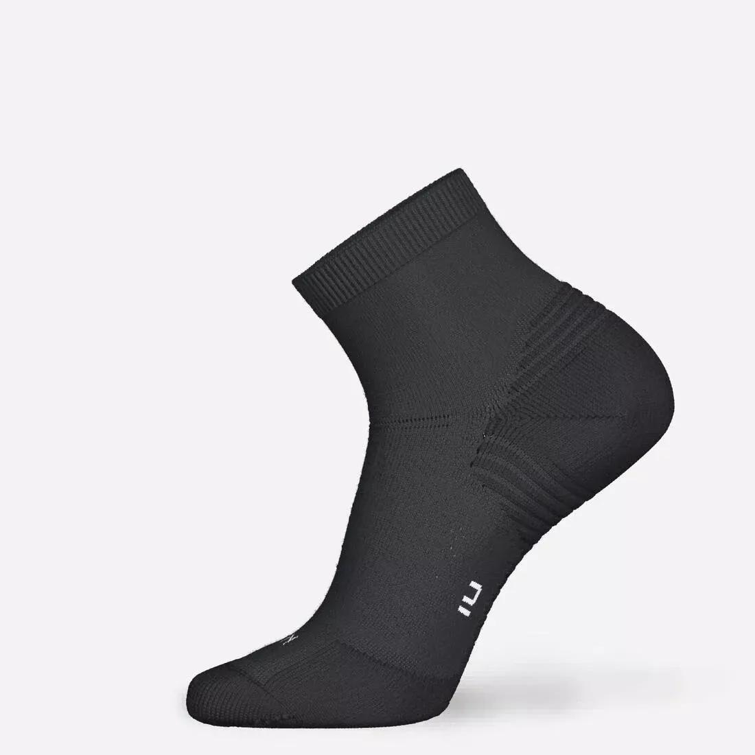 SMOKED BLACK PACK OF 2 PAIRS OF RUN 500 THICK MID RUNNING SOCKS, , large image number 7