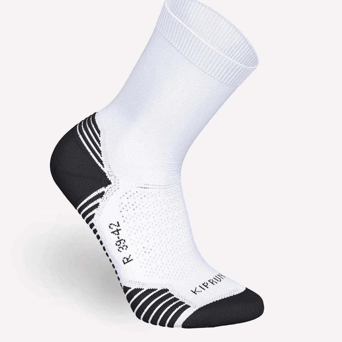Thick Mid-Calf Running Socks - Run 500 - Pack Of 2 Pairs, White, 5401_000, large image number 5