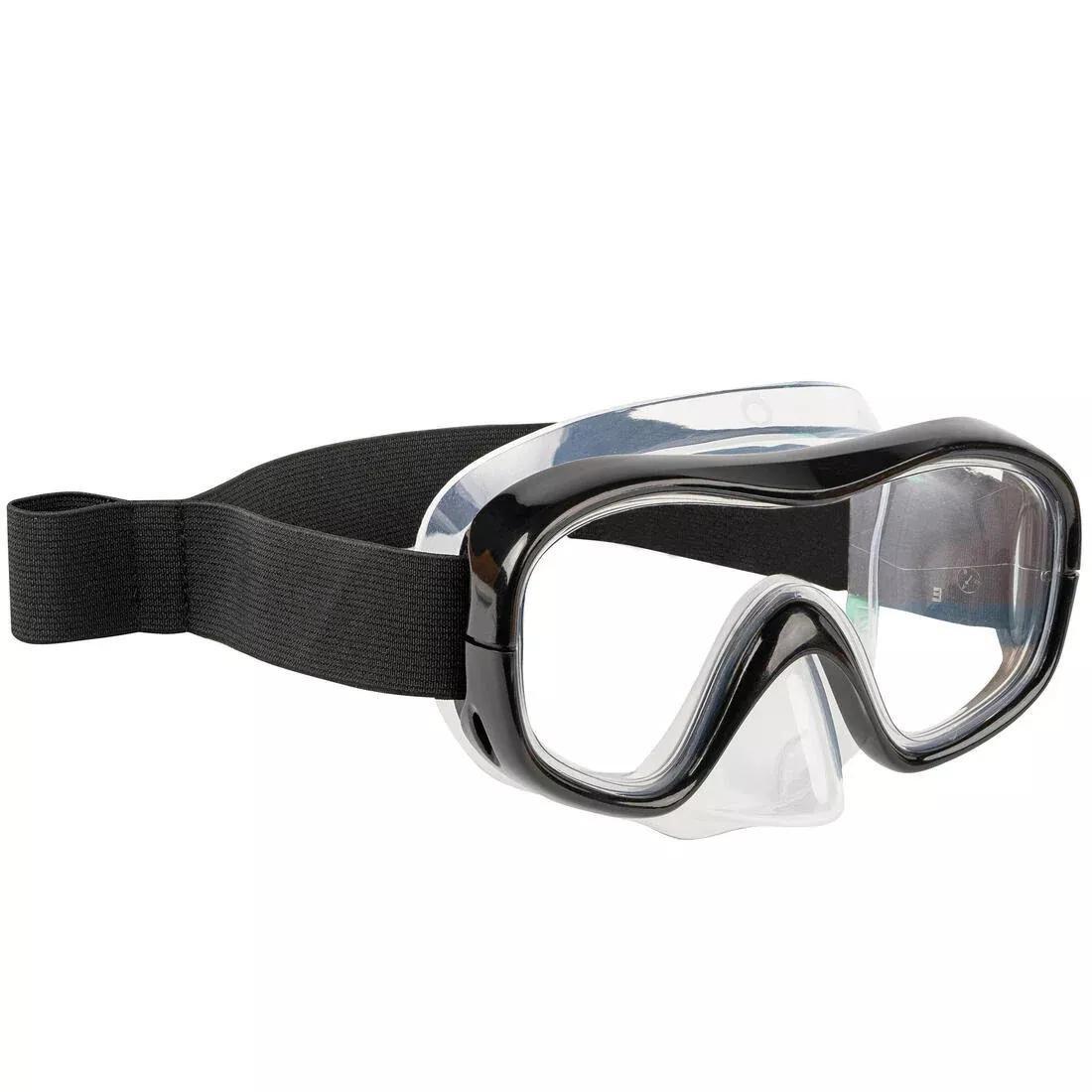 Unisex Snorkelling Mask Snorkel Diving Set - Subea 100, Black, No Color, medium