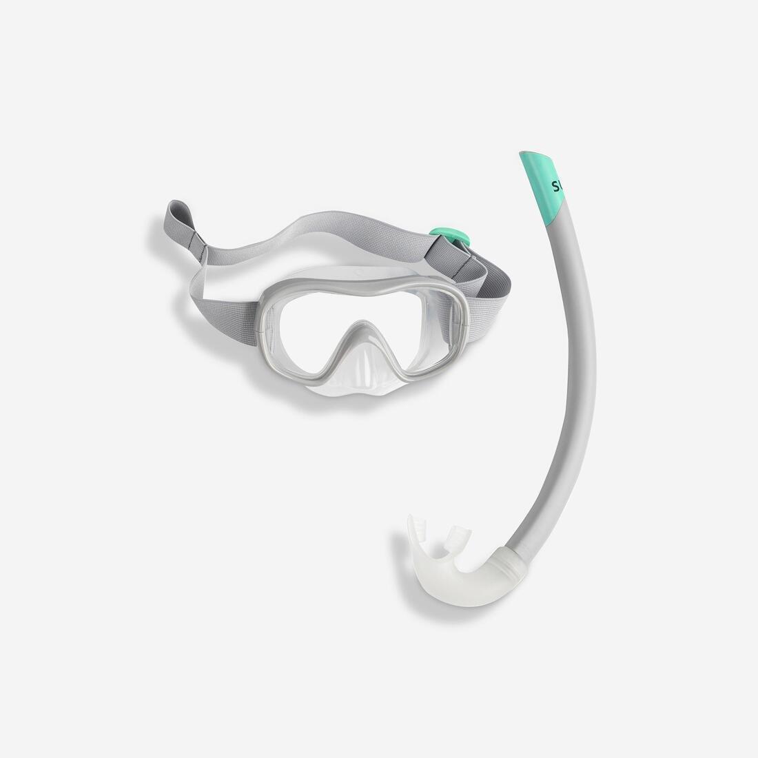 Kids Unisex Snorkelling Kit Subea Snorkel Mask - 100, Grey, , large image number 1