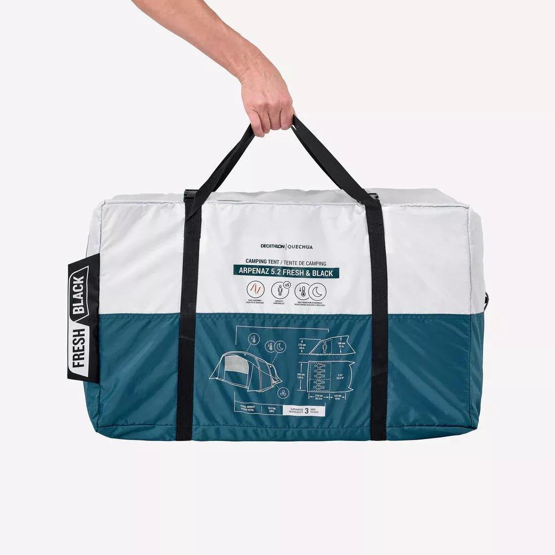 5-person, 2-bedroom camping tent, Arpenaz 5.2, Black, No Color, large image number 4