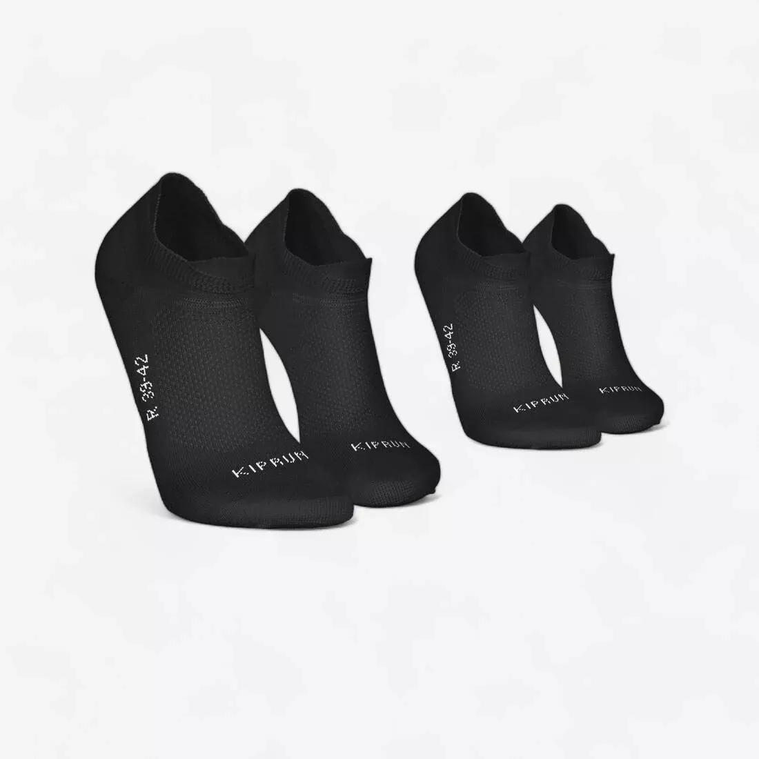 SMOKED BLACK PACK OF 2 PAIRS OF RUN 500 THIN INVISIBLE RUNNING SOCKS, , large image number 0