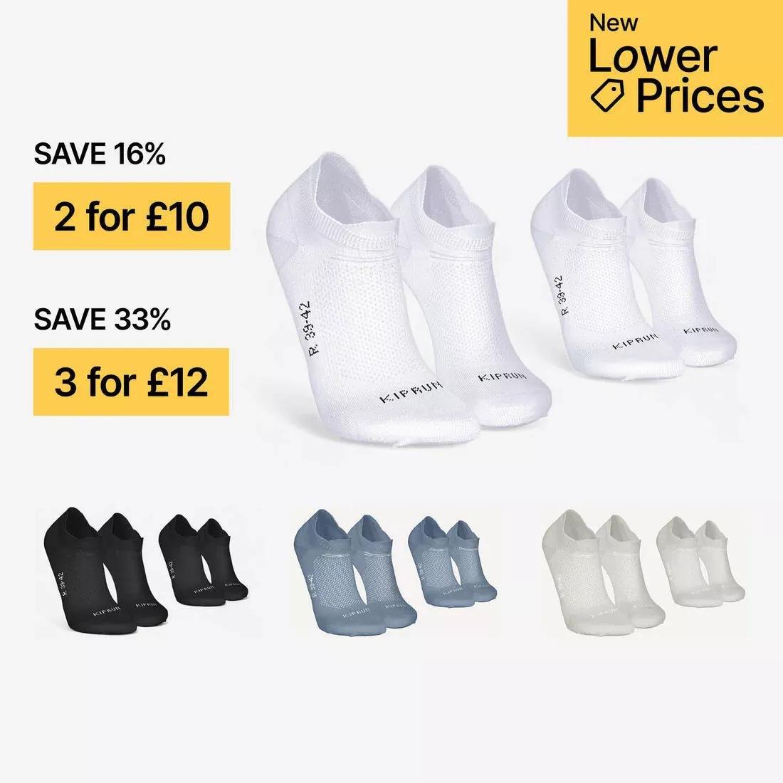 ULTRA WHITE PACK OF 2 PAIRS OF RUN 500 THIN INVISIBLE RUNNING SOCKS, , large image number 9