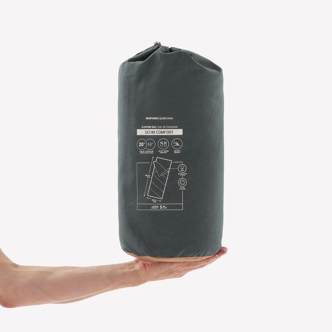 Cotton Sleeping Bag For Camping - Ultimcomfort 20C, Khaki, No Color, large image number 2