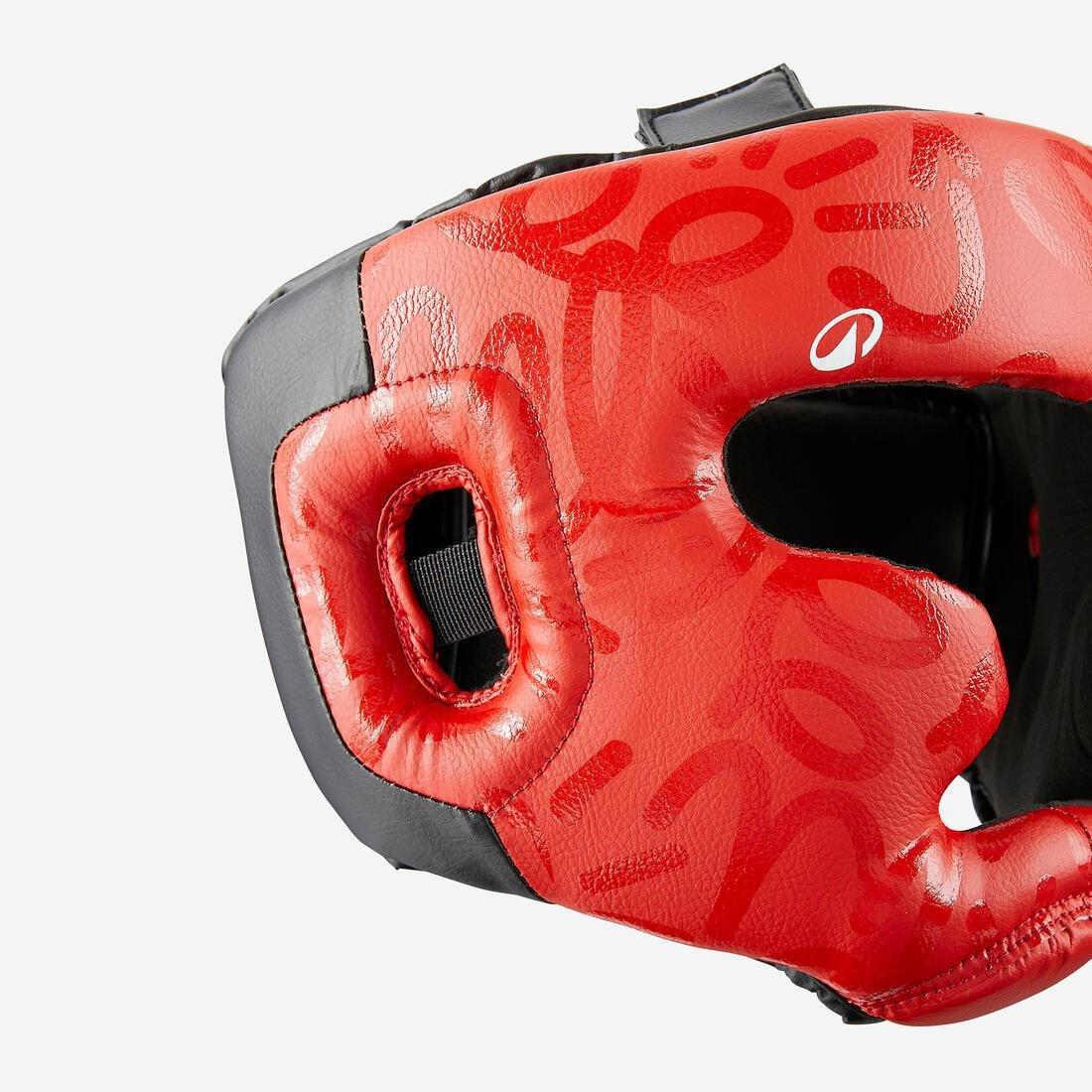 BEIGE Kids' Boxing Full Face Headguard - Red, No Color, large image number 1