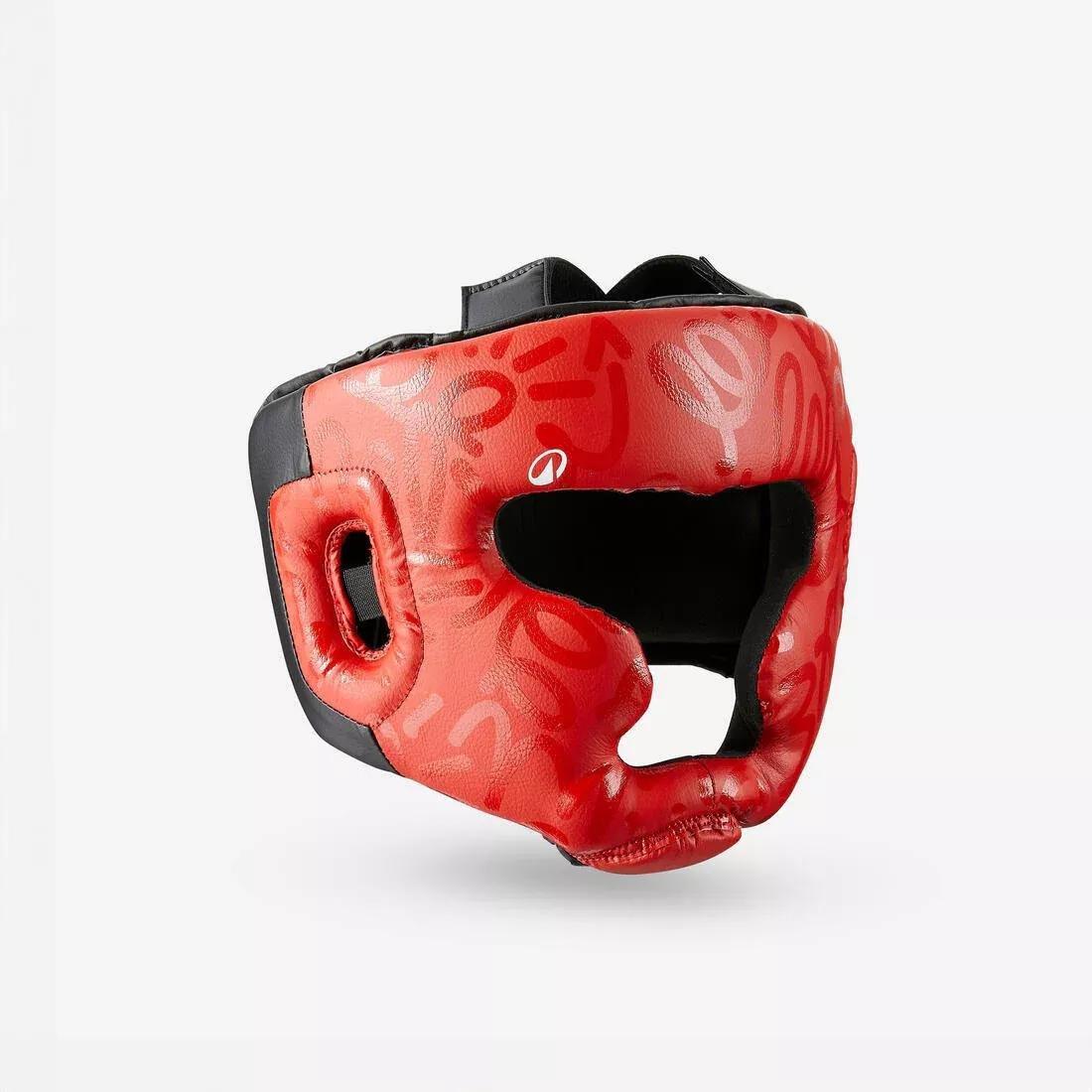 BEIGE Kids' Boxing Full Face Headguard - Red, No Color, large image number 2