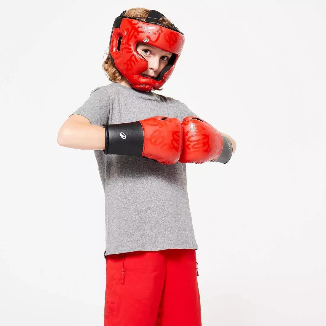 BEIGE Kids' Boxing Full Face Headguard - Red, No Color, large image number 4