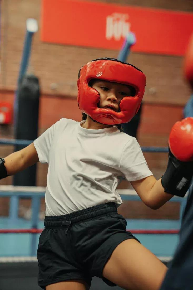 BEIGE Kids' Boxing Full Face Headguard - Red, No Color, large image number 5