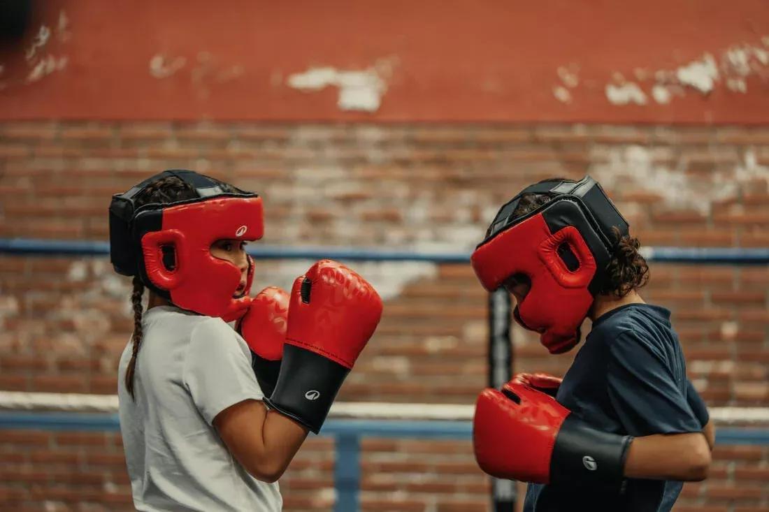 BEIGE Kids' Boxing Full Face Headguard - Red, No Color, large image number 6