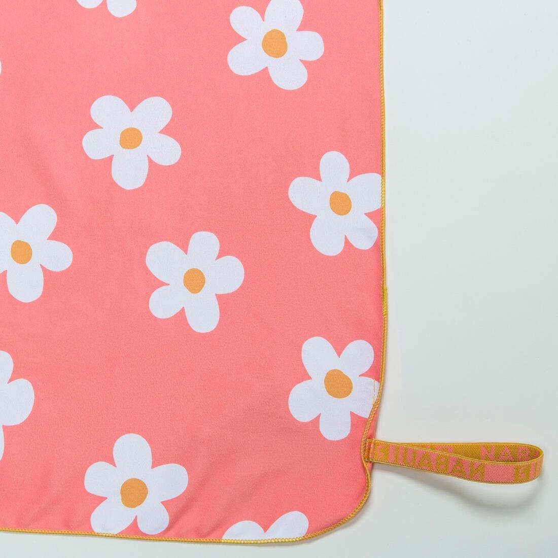 PALE CORAL ORANGE Compact Microfibre Swimming Towel Size L 80 x 130 cm - print, No Color, large image number 2