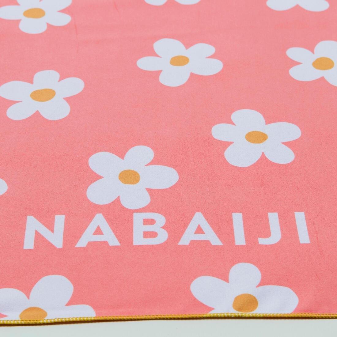 PALE CORAL ORANGE Compact Microfibre Swimming Towel Size L 80 x 130 cm - print, No Color, large image number 3