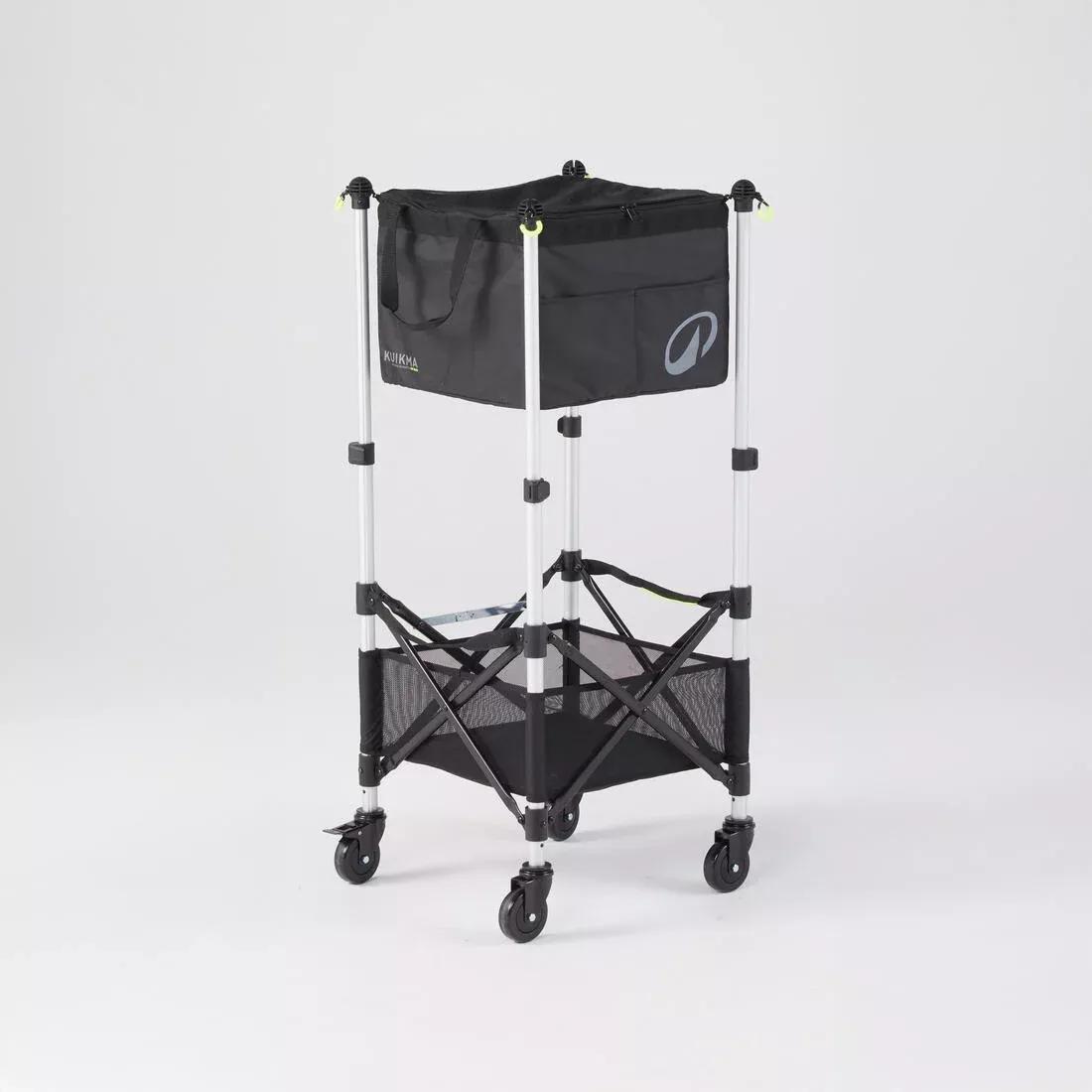 Adjustable Rolling Tennis and Padel Ball Cart, Black, No Color, medium