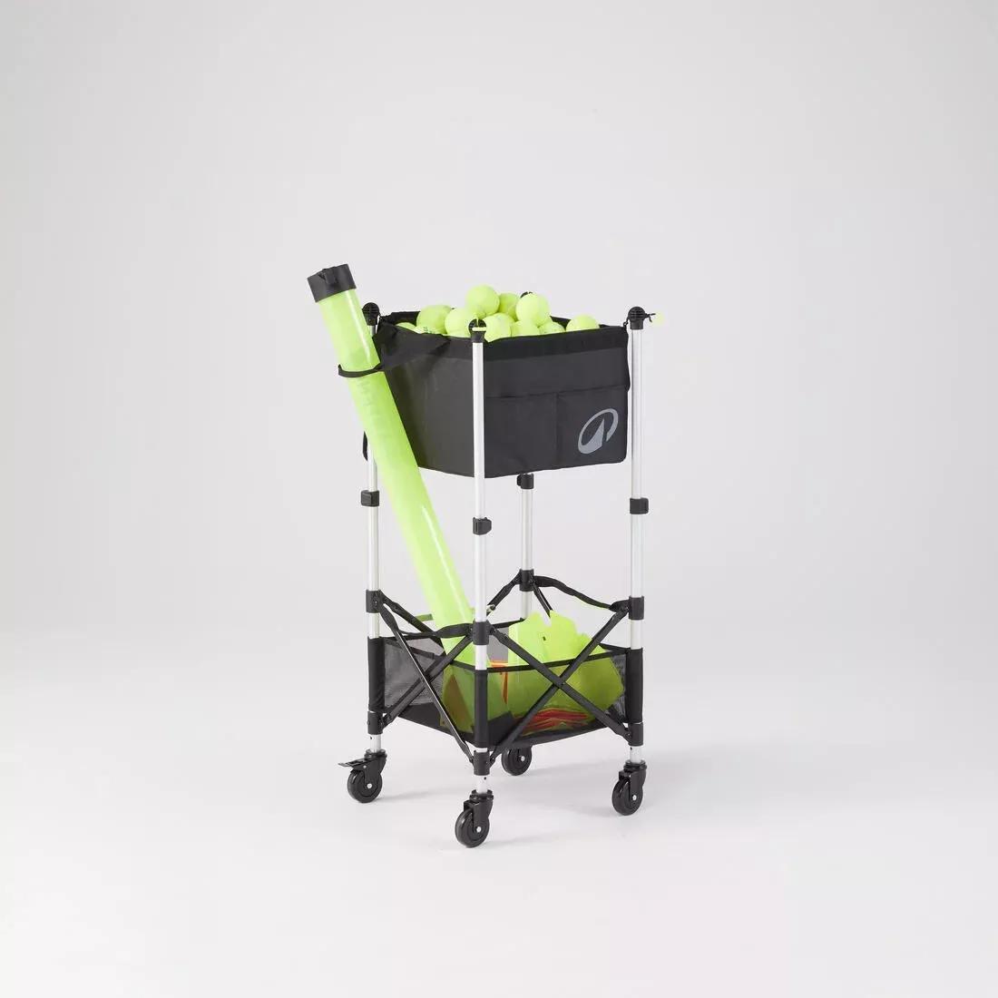 Adjustable Rolling Tennis and Padel Ball Cart, Black, No Color, large image number 7