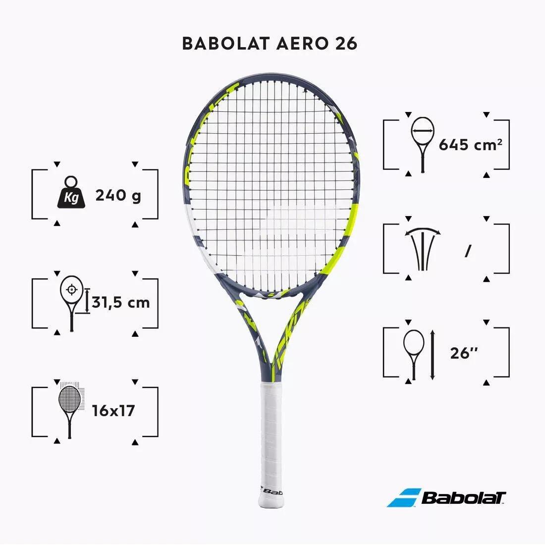 Kids Unisex Tennis Racket Aero Junior 26, Grey, No Color, medium