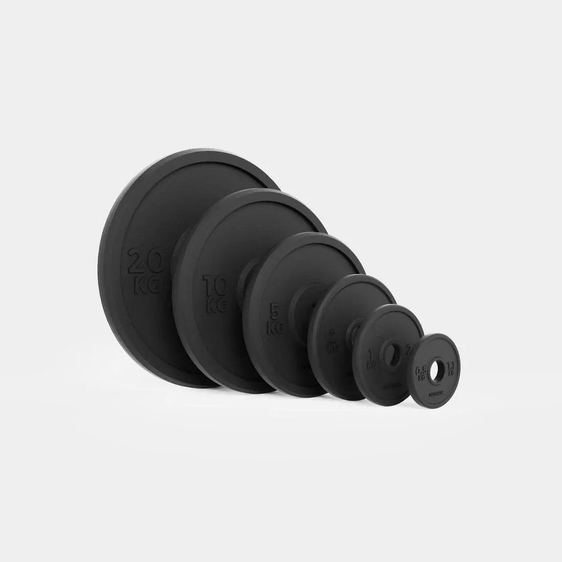 Weight Training 10 Kg 28 mm Partly Recycled Cast Iron Plate, Black, No Color, large image number 6
