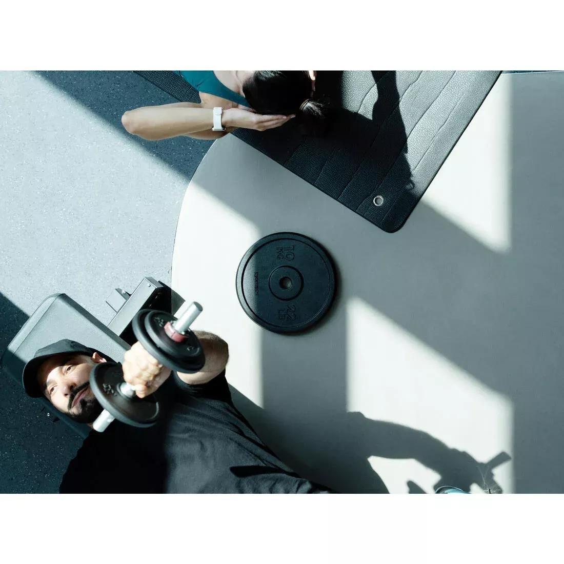 Weight Training 10 Kg 28 mm Partly Recycled Cast Iron Plate, Black, No Color, large image number 9