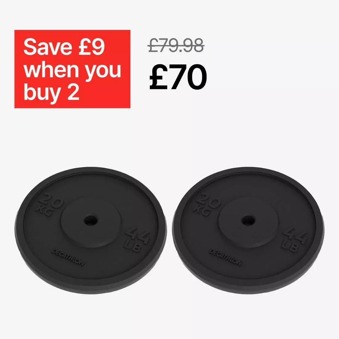 Cast Iron Weight Training Disc Weight - 20 Kg 28 Mm, No Color, large image number 1