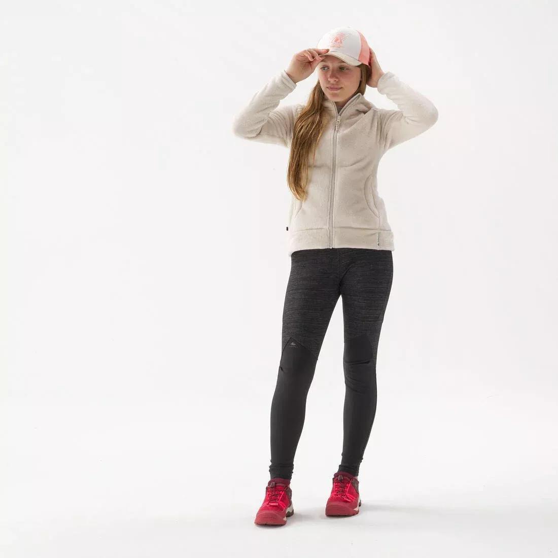 Kids Unisex Warm Hiking Fleece Jacket - NH500, Beige, No Color, medium