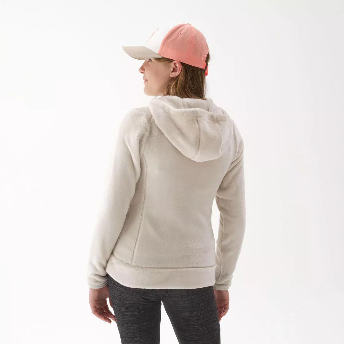 Kids Unisex Warm Hiking Fleece Jacket - NH500, Beige, No Color, medium