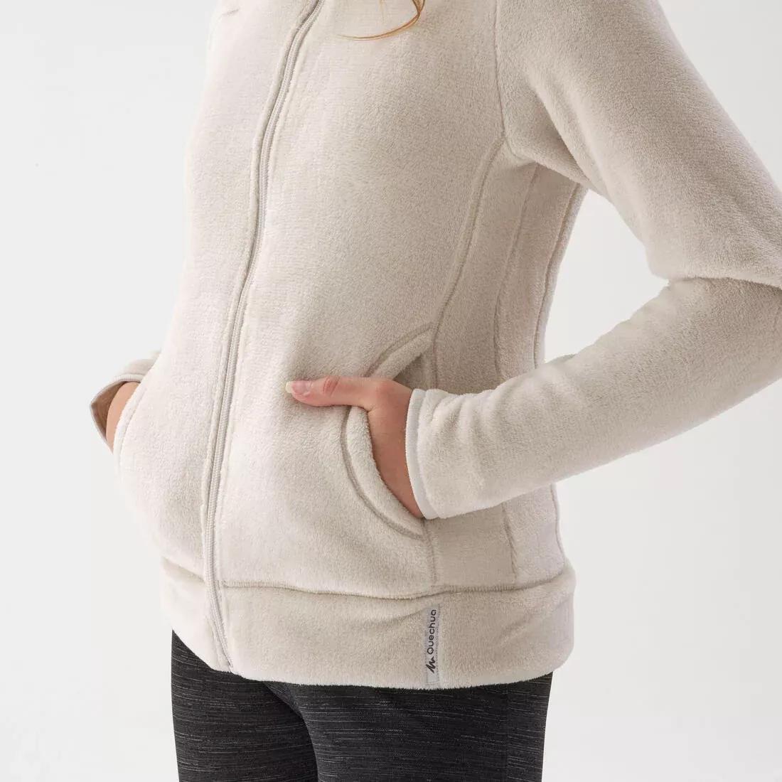Kids Unisex Warm Hiking Fleece Jacket - NH500, Beige, No Color, large image number 3