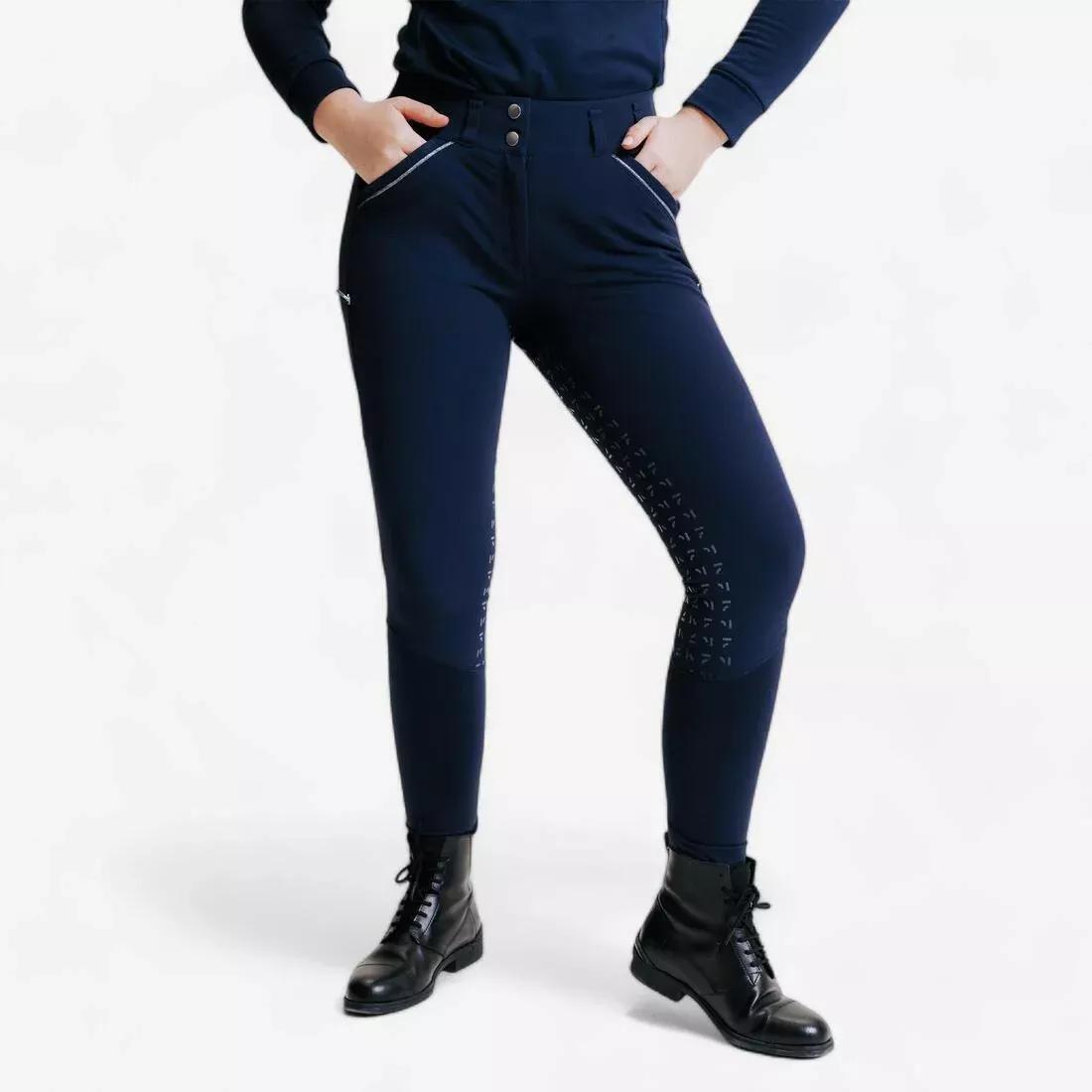 ASPHALT BLUE Women's Horse Riding Full Grip Jodhpurs 900, , large image number 0